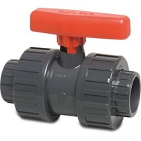 PVC Ball Valve Double Union, Female Thread - 1 1/4"