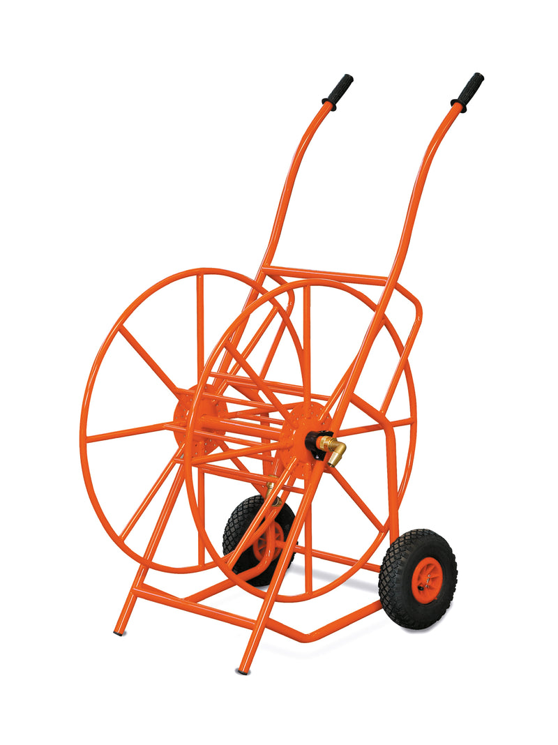 Heavy Duty Hose Reel Trolley with Inflatable Tyres - 130m x 1&