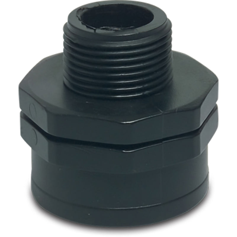 PP Socket Nipple, Male x Female Thread - 1/2" x 1/