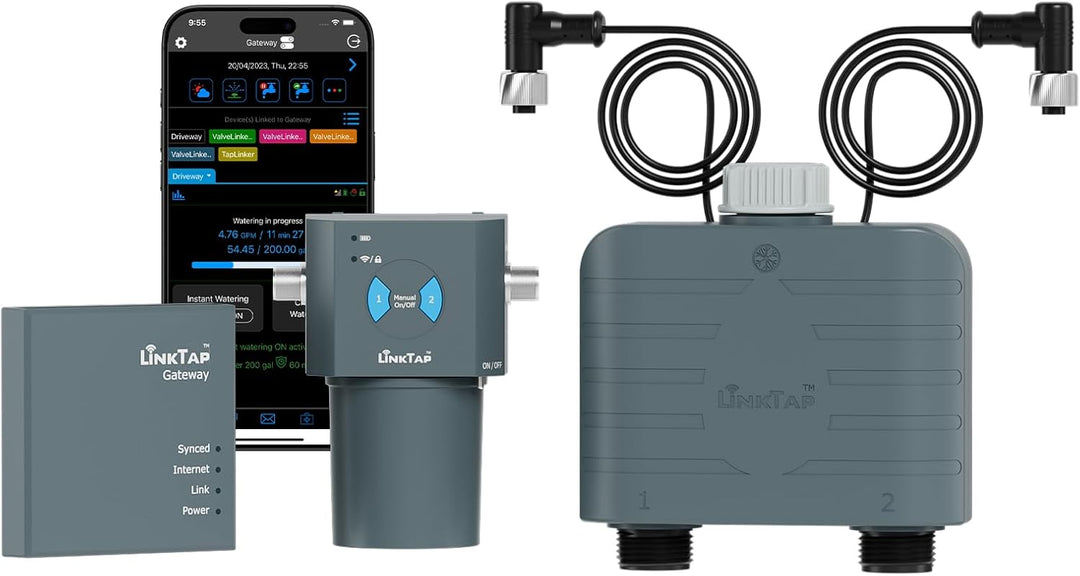 LinkTap T1 Wireless Water Timer Kit - 2 Zone (with Gateway)
