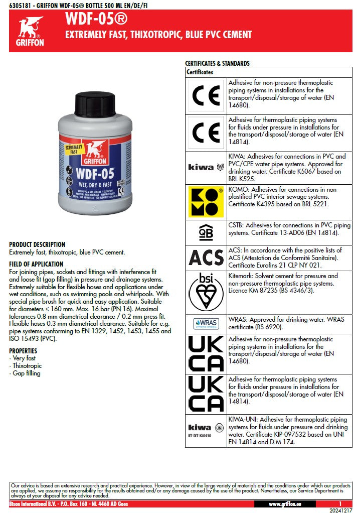 Griffon PVC Glue - WDF-05