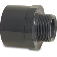 PVC Hex Connector, Glue x M Thread - 63mm ID x 2 1/2"